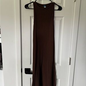 Casual Brown Sleeveless Dress